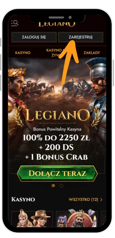 Kliknij rejestracjana stronę