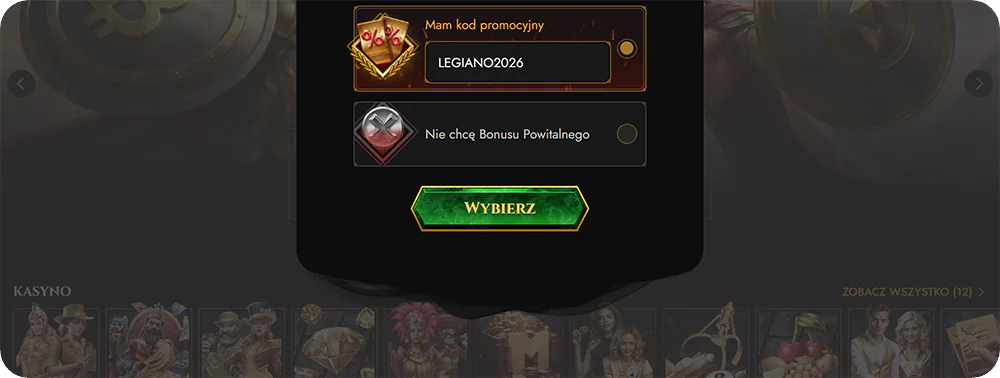 legiano casino bonus code